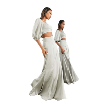 Satin fishtail maxi skirt