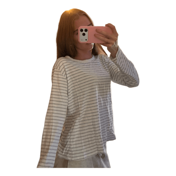 Stribet langærmet t-shirt