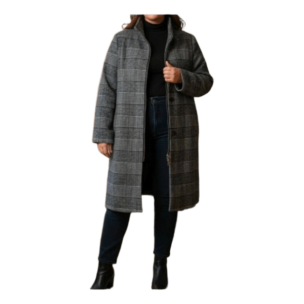 Pilkas languotas paltas wool coat