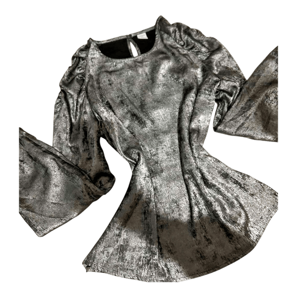 Silver metallic velvet top