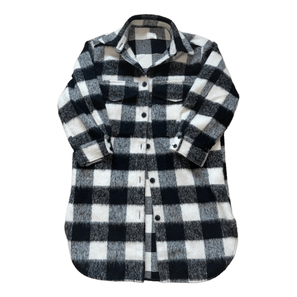 Black and white check shacket