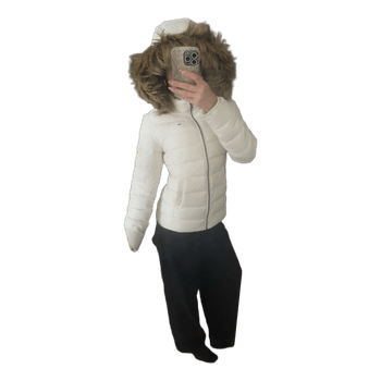 White hooded puffer jacket