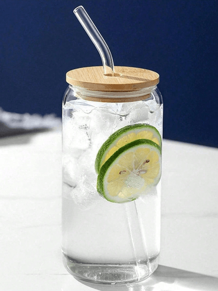 Clear straw glass bottle
