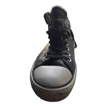 Black leather high-top sneakers