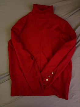 Red turtleneck sweater