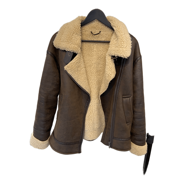 Brown shearling aviator jacket