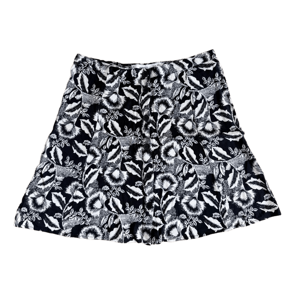 Mango Floral Button Front Skirt Navy White - Size M (Fits S)