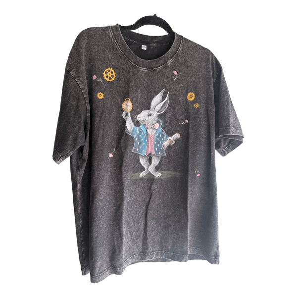 One-of-a-Kind Hand-Painted Alice in Wonderland Oversized T-Shirt