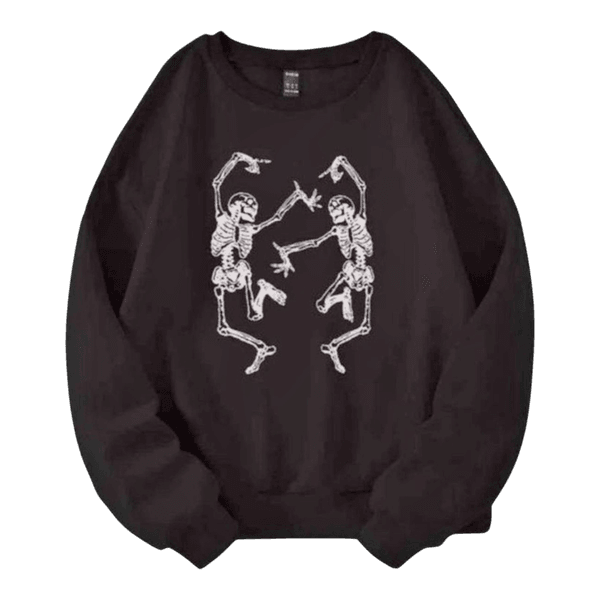 Black skeleton print pullover