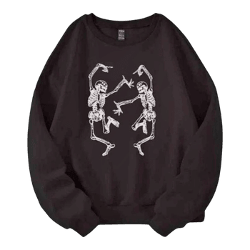 Black skeleton print pullover
