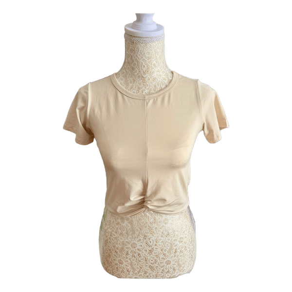 Beige front twist t-shirt XS