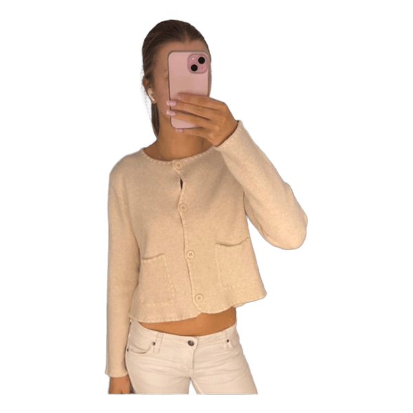 Beige neulottu neuletakki