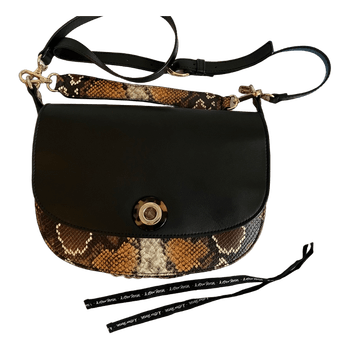 & Other Stories black leather bag with snake print/musta nahkalaukku käärmekuviolla
