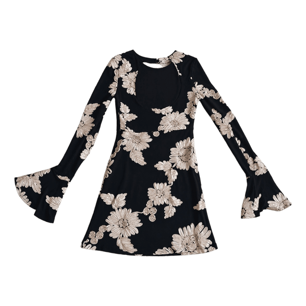Black floral mini dress