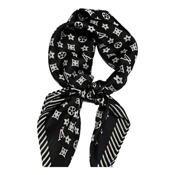 Black patterned silk scarf