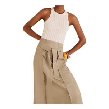 MNG (Mango) Midi Skirt with Tie Belt Beige Size S