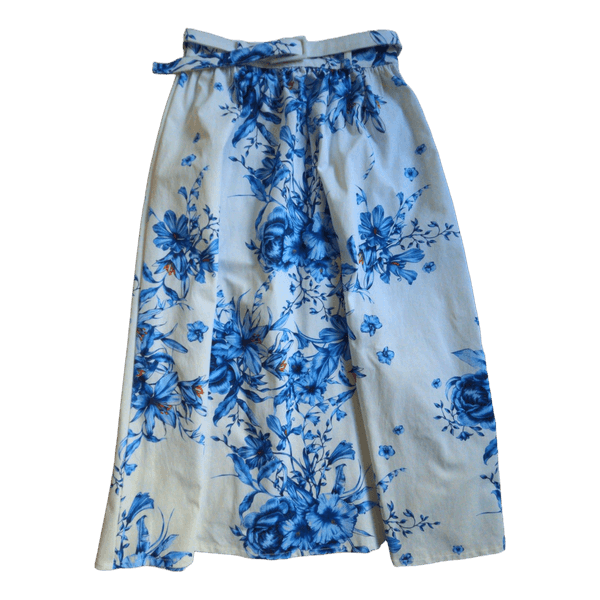 Blue floral midi skirt