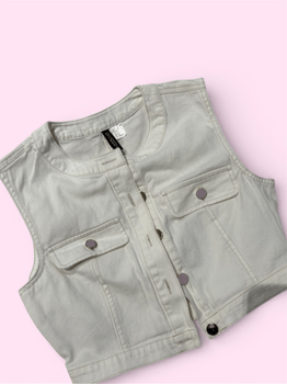 Beige denim vest