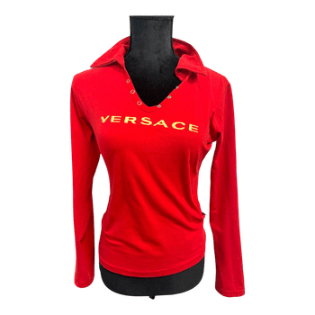 Red Versace long-sleeve top