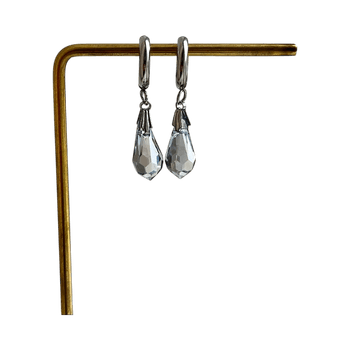 Silver drop earrings with crystal