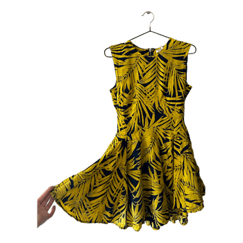 Yellow leaf print dress