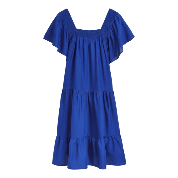 Blue tiered midi dress