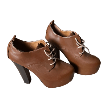 Brown lace up platform heels