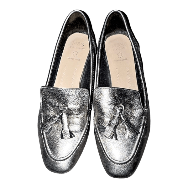 Silver leather loafers
