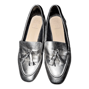 Silver leather loafers