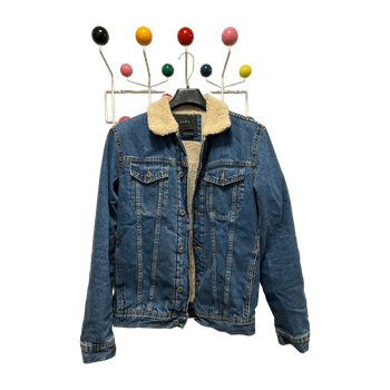 Zara denim jacket with teddy fleece interior