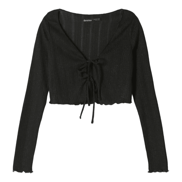 Sort ribstrikket cardigan