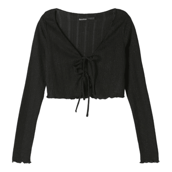 Sort ribstrikket cardigan