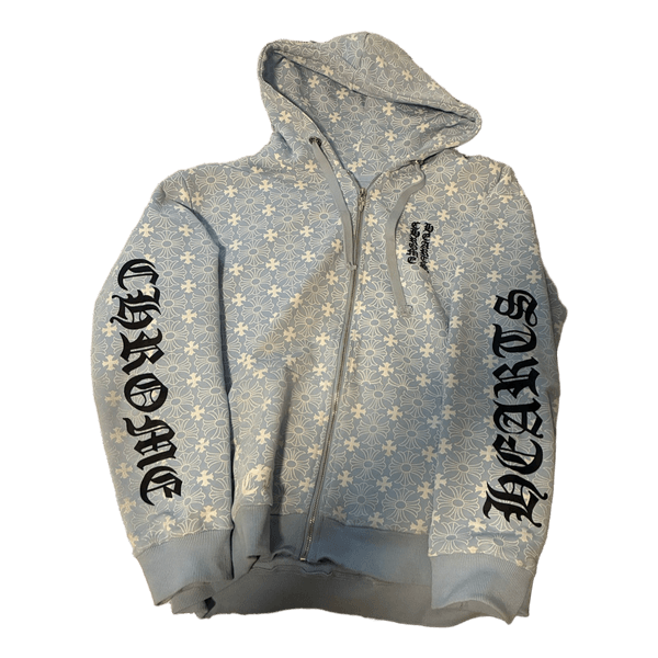 Vaaleansininen Chrome Hearts -vetoketjuhuppari