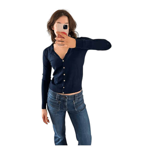 Navy ribbed cardigan