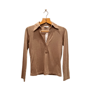Beige sparkly long-sleeve top