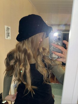 Black fuzzy faux fur bucket hat