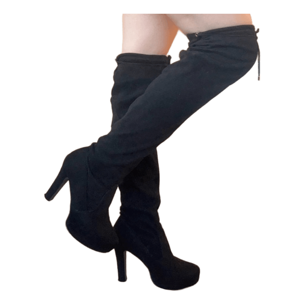 Black suede over-the-knee boots