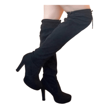 Black suede over-the-knee boots