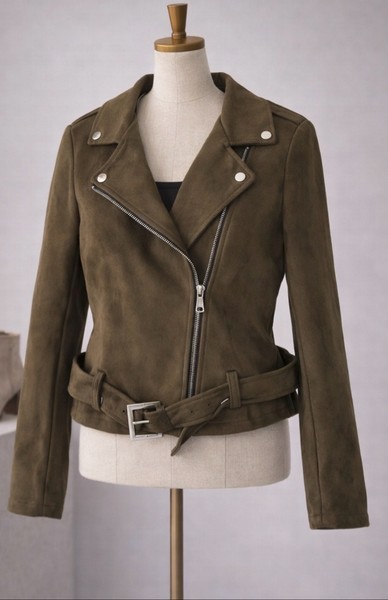 Khaki faux suede jacket