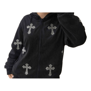 Black rhinestone hoodie