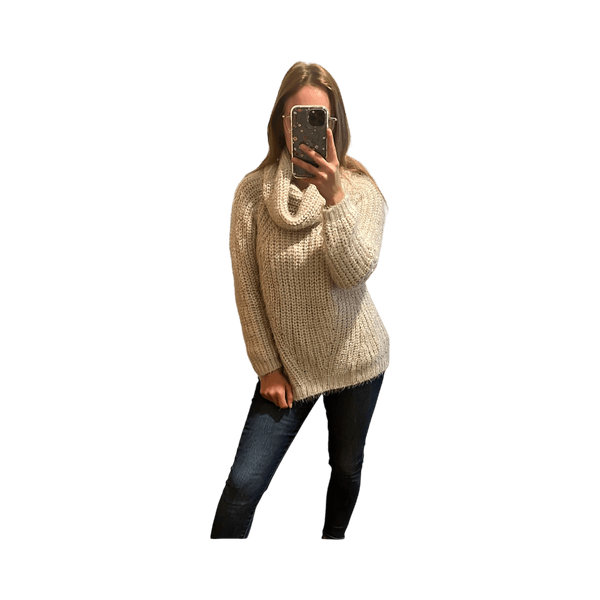 Beige chunky knit sweater
