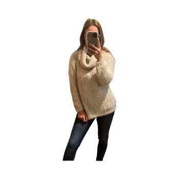 Beige chunky knit sweater