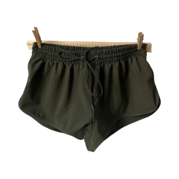 Olive green running shorts