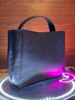 Gina Tricot Black Faux Leather Tote Shopper Bag Minimalist