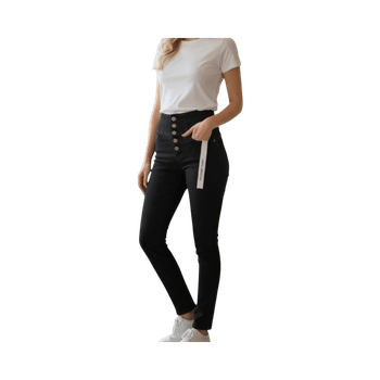 Mustat korkeavyötäröiset skinny-farkut