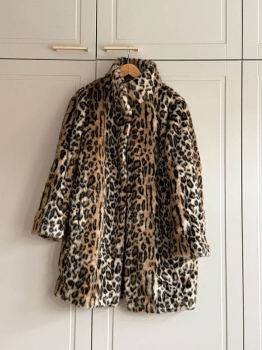 Leopard faux fur coat