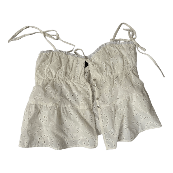 Zara top - Hvid stropbluse med broderi