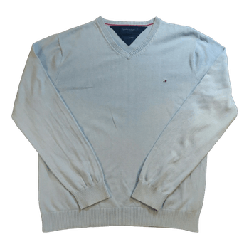 Tommy Hilfiger V-aukkoinen Neule (Premium Cotton) - Vaaleansininen - L/XL