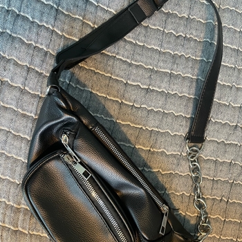 Black leather waist bag