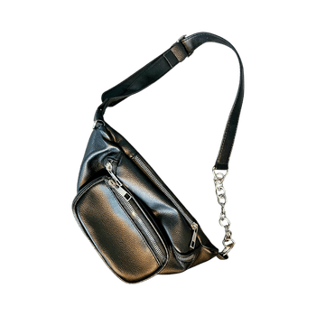 Black leather waist bag